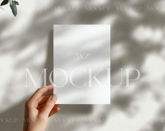 White Invitation Card Mockup, Minimal 5x7 Mockup, Bridal Shower Card Mockup, Hands Holding Card Mockup, Blank Card Mockup, Invite Card Mock