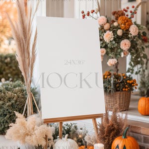 24x36 Sign Mockup PSD, Fall Outdoor Welcome Sign Mockup, Autumn Door Sign Mockup, Wedding Seating Chart Mockup, Halloween Poster Mockup