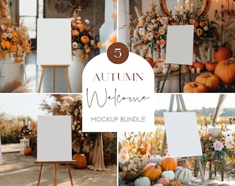 Welcome Sign Mockup Bundle, 18x24" Welcome Mockup Bundle, Outdoor Easel Mockups, Fall Wedding Welcome Mockups, Seating Chart Mockups