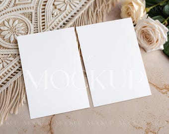 Double Invitation Mockup, Flat Lay Mockup For Invitations, Card Mockup Double, Two Card Mockup, Invitation Card Mock Up, 5x7 Card Set Mockup