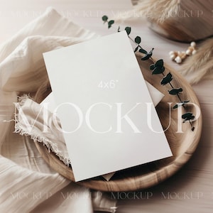 Minimalistisches 4x6 Karten Mockup, Affirmations Karte Mockup, Blanko Karte Mockup, Hochzeits Karte Mockup, Boho Mockup, Neutrales Karten MockUp