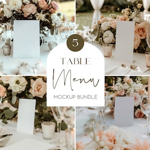 Menü Mockup Bundle, Geburtstagsfeier Menü Mockup, Tischmenü Mockups, Tischnummer Mockup Bundle, Hochzeitsmockup Bundle, Abendmenü Mockup