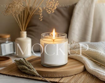 Clear Glass Candle Mockup, 9 Oz Candle Mockup PSD, Lumient Candle Mockup, Candle Label Mockup, Jar Candle Mockup, Scented Candle Mockup