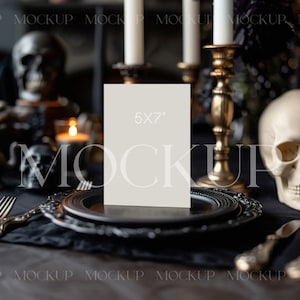 Halloween-Menü Mockup, Einladungsmockup, Grußkarten-Mockup, 5x7 Kartenmodelle, Herbstkarten-Modell, Halloween-Kartenmodell, Herbst-Modelle