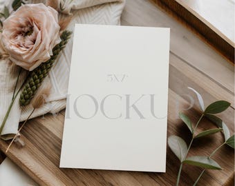 Boho 5x7 Card Mockup, Greeting Card PSD Mockup, Wedding Invite Mockup, Stationary Mockup, Boho Invitation Mockup, Floral Neutral Card Mockup