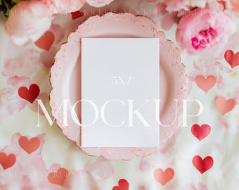 Valentine Card Mockup 5x7, Floral Invitation Card Mockup, Romantic Greeting Card Mockup, Wedding Card Mockup, Bridal Shower Invitation Mock