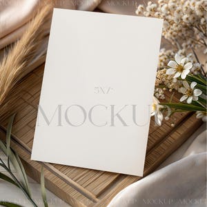 Floral Invitation Mockup, Wedding Invite Card Mockup, Birthday 5x7 Card Mockup, Baby Shower Invitation Card Mockup, PSD Greeting Card Mockup