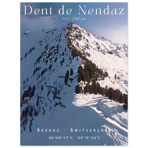 Dent de Nendaz Ski Poster - Swiss Alps - Mountain Art