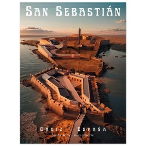 Cartel de San Sebastián Castillo España - Cádiz - Decoración de impresión de arte