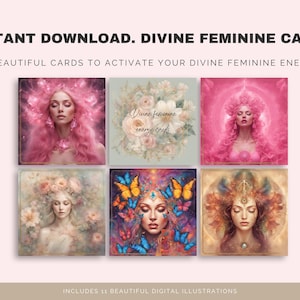 Göttliche weibliche Karten Digitale göttliche weibliche Illustrationen Göttin-Foto-Karten Weiblichkeit Frequenz Druck Feminine Energie Quadratische Karten