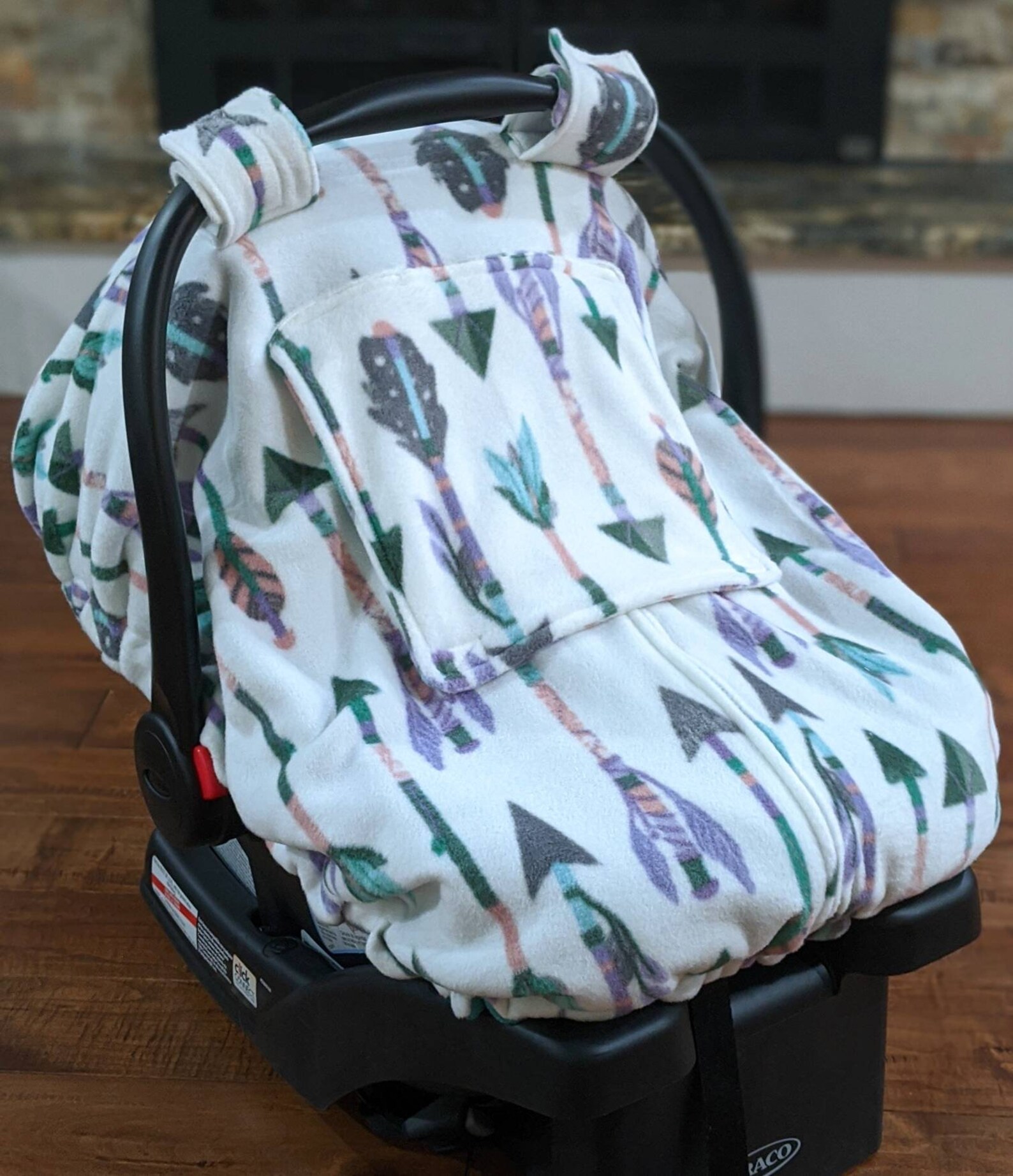 Fleece Infant Car Seat Canopy Fleece Car Seat Cover Arrows Etsy