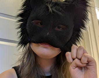 Airbrushed black cat therian mask