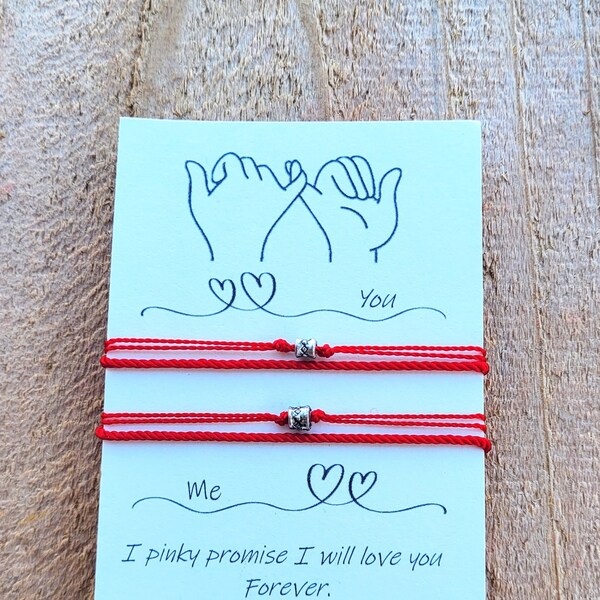 Pinky Promise String Bracelets Handmade,Set of 2,Initial couples,Long Distance Relationship,Gift her his couple,friendship bracelet