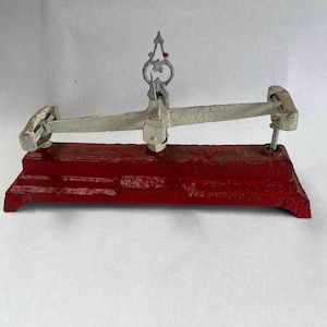 Vintage Cast Iron Scale for Weighing White Red