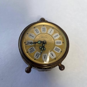 Réveil de bénédiction vintage fabriqué en Allemagne de l'Ouest, horloge de poche, horloge de voyage