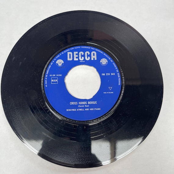 Winifred Atwell and her Piano Vintage Vinyl Music Record 7" 45 RPM Cross Hand Boogie, The Black and White Rag