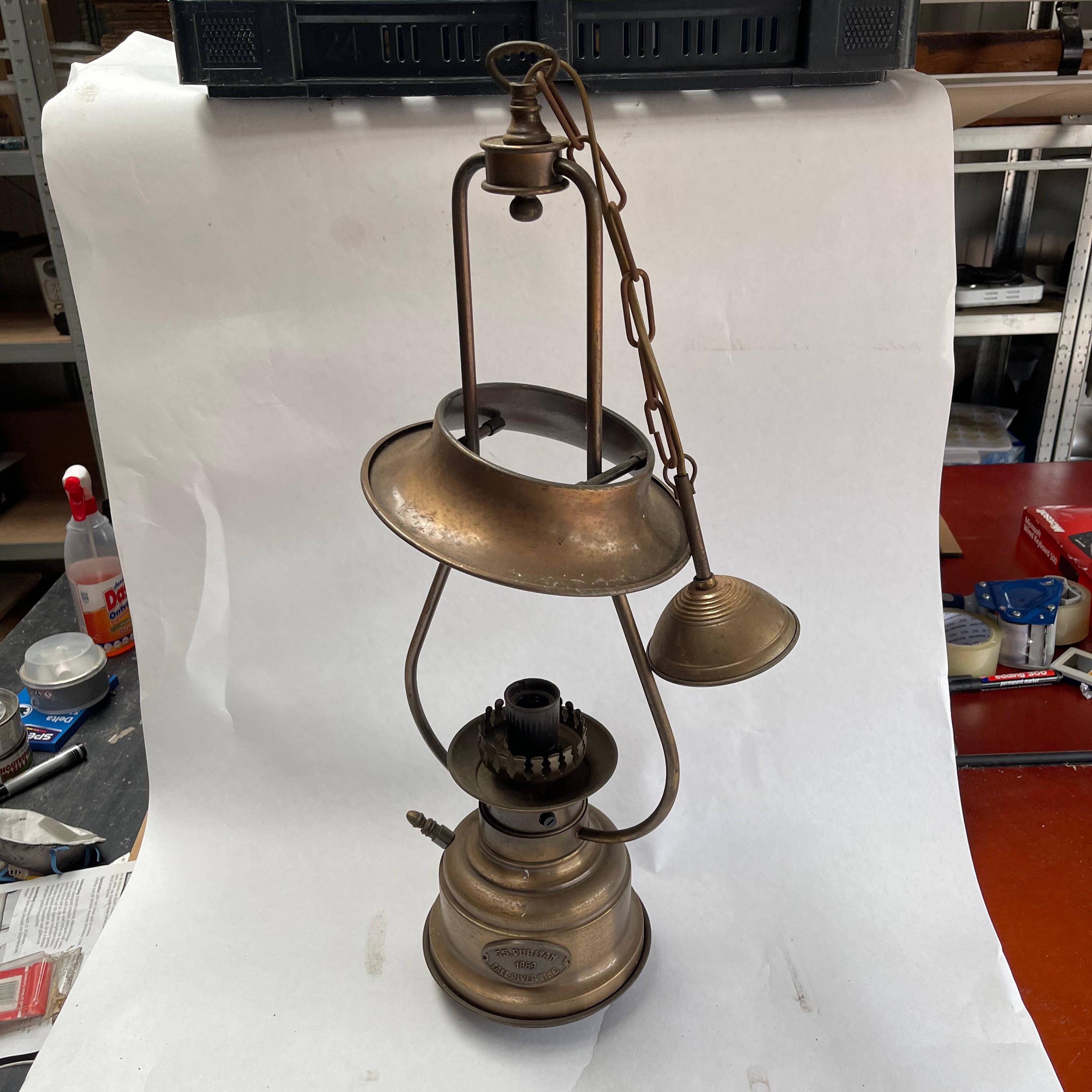 S.S. Puritan 1889 Fall River Line Vintage Ship Lamp Hanging Light