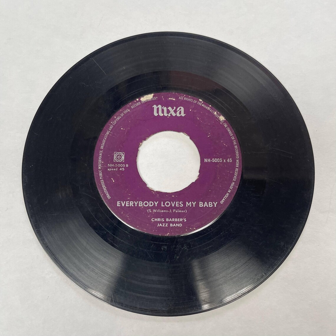 Chris Barber's Jazz Band Vintage Vinyl Music Records 7" 45 RMP Going to Town, Wild Cat Blues, Sing On, foto 4 di 5