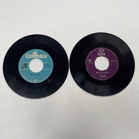 Chris Barber's Jazz Band Vintage Vinyl Music Records 7" 45 RMP Going to Town, Wild Cat Blues, Sing On