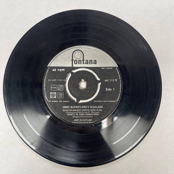 Jimmy McPartland and His Dixieland Band Jazz Vintage Vinyl Music Record 7" 45 RPM Blues my Naughy Sweetie Gives to Me