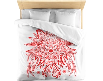 Housse de couette en microfibre à motif de loup esthétique