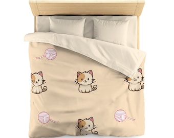 Housse de couette en microfibre avec un joli motif de chat, spéciale pour les amoureux des chats