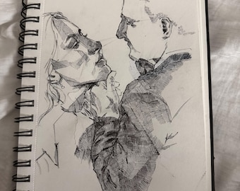 Ilustración personalizada de retrato de boda: Atesora tu historia de amor (Digital/Impresión)