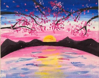 Beautiful Canvas Acrylic Painting: Spring Sunset