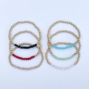 Gold Filled OR Sterling Silver Beaded and Crystal Layering Bracelet