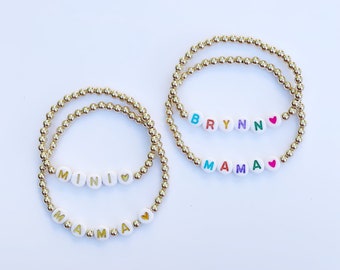 Mama & Mini Personalized Bracelet Set- Simple and Classic 4mm Gold Filled- Back to School/Gift for Daughter, Mama, Grandma, Aunt