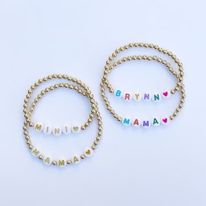 Mama & Mini Personalized Bracelet Set- Simple and Classic 4mm Gold Filled- Back to School/Gift for Daughter, Mama, Grandma, Aunt