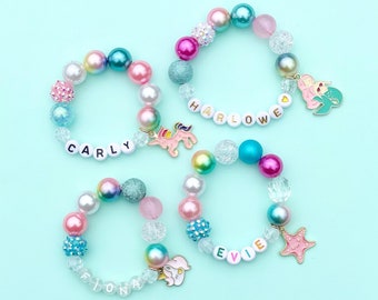 Personalized Magical Unicorn/Mermaid Charm Bracelet with your choice of charm and lettering