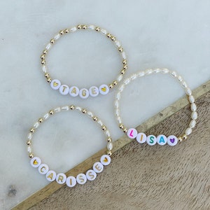 Pearl and Gold Filled OR Sterling Silver Beaded Personalized Bracelet 3 Different Styles image 1