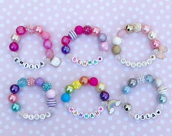 Personalized Chunky Gumball Bracelet- your choice of beads, lettering, and charm!