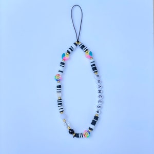 Personalized Phone Charm/Strap in Black & White