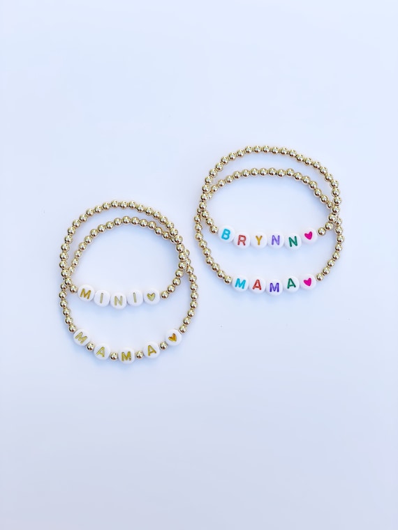 Mama Mini Personalized Bracelet Set- Simple and Classic 4mm Gold