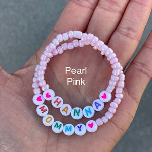 Mama & Mini Personalized Bracelet Set Stretch with Your choice of Seed Bead Color and Lettering-Back to School/Gift for Daughter, Mama, etc image 3