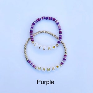 Personalized Colorful Heishi Beads Accented Gold Filled OR Sterling Silver Bracelet image 4