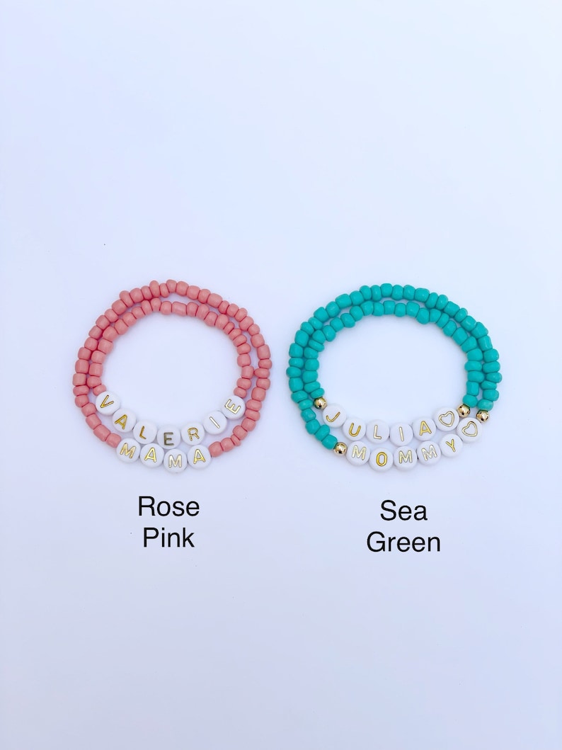 Mama & Mini Personalized Bracelet Set Stretch with Your choice of Seed Bead Color and Lettering-Back to School/Gift for Daughter, Mama, etc image 5