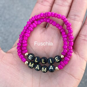 Mama & Mini Personalized Bracelet Set Stretch with Your choice of Seed Bead Color and Lettering-Back to School/Gift for Daughter, Mama, etc image 4