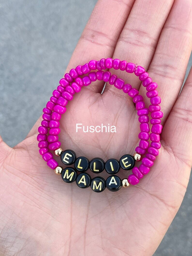 Mama & Mini Personalized Bracelet Set Stretch with Your choice of Seed Bead Color and Lettering-Back to School/Gift for Daughter, Mama, etc image 4