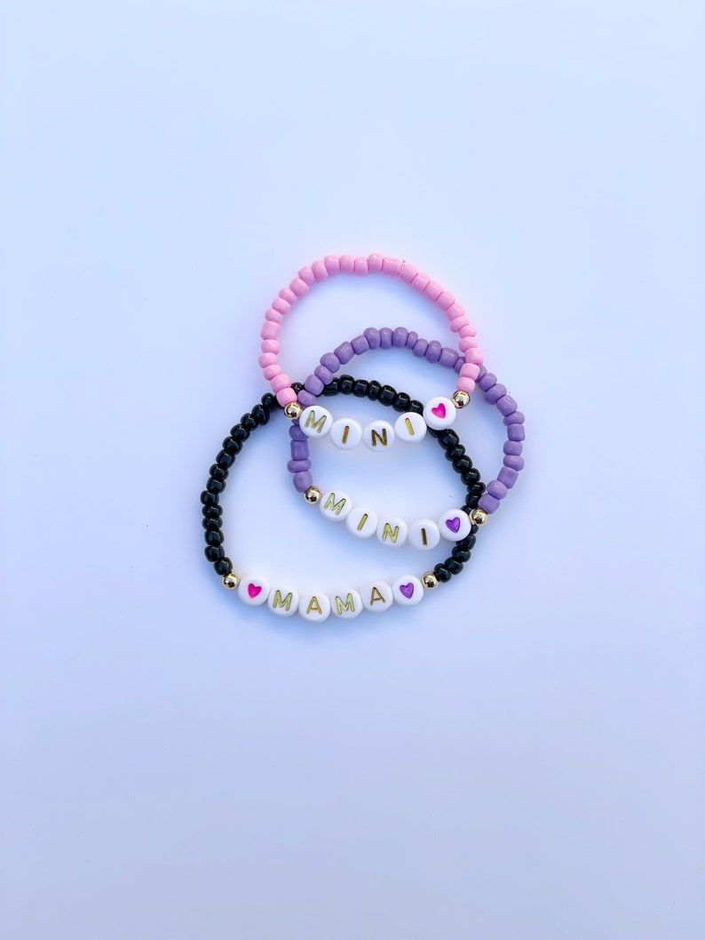 Mama & Mini Personalized Bracelet Set Stretch with Your choice of Seed Bead Color and Lettering-Back to School/Gift for Daughter, Mama, etc image 10