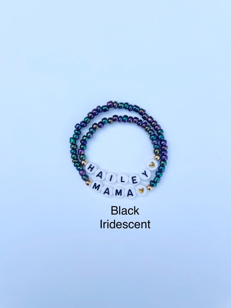 Mama & Mini Personalized Bracelet Set Stretch with Your choice of Seed Bead Color and Lettering-Back to School/Gift for Daughter, Mama, etc image 9