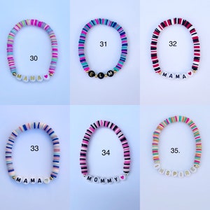 Personalized Heishi Stretch Bracelet in Your Choice of Beautiful Patterned Colors & Lettering image 8