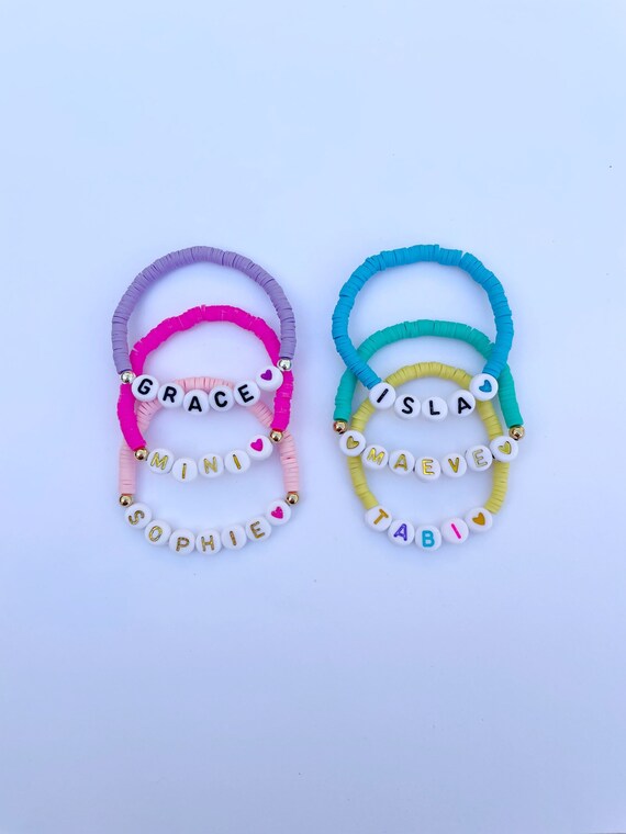 Personalized Stretch Bracelet/ Solid Color Clay Heishi Popular
