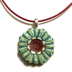 Ceramic Pendant on 18&quot; Red Cotton Cord