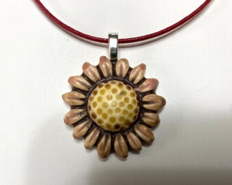 Flower Pendant on 18" Red Cotton Cord