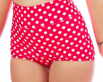 Aubrey Retro Bikini Bottom with Red and White Polka Dots