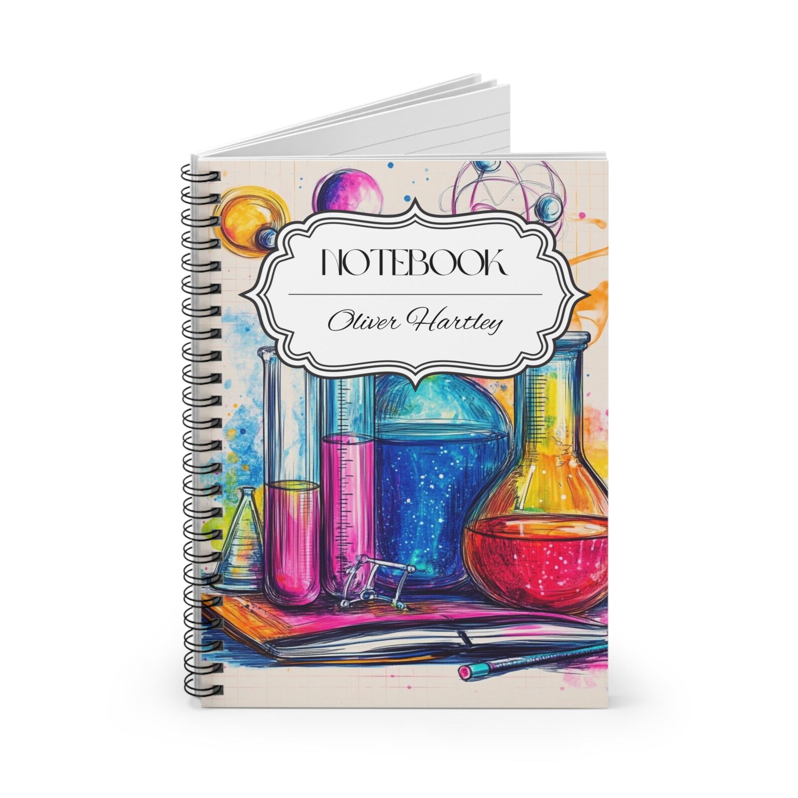 Colorful Chemistry Lab Spiral Notebook - Personalized Ruled Line ...
