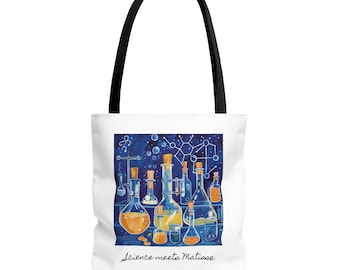 Draagtas wetenschap ontmoet Matisse, perfect voor docenten, studenten, wetenschapsliefhebbers, laboratoriumaccessoire, cadeau voor STEM-liefhebbers, leuke tas, 13 x 13